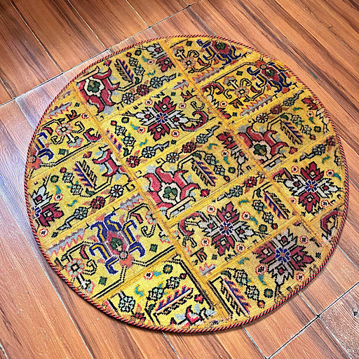 فرش دستبافت چهل تیکه کلاژ گرد کد 304