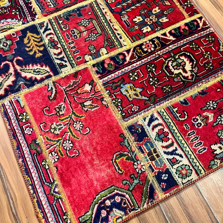 فرش دستبافت چهل تکه کلاژ - کد 3060
