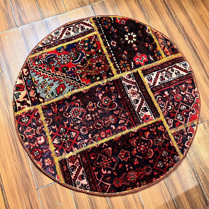 فرش چهلتیکه کلاژ گرد دستبافت