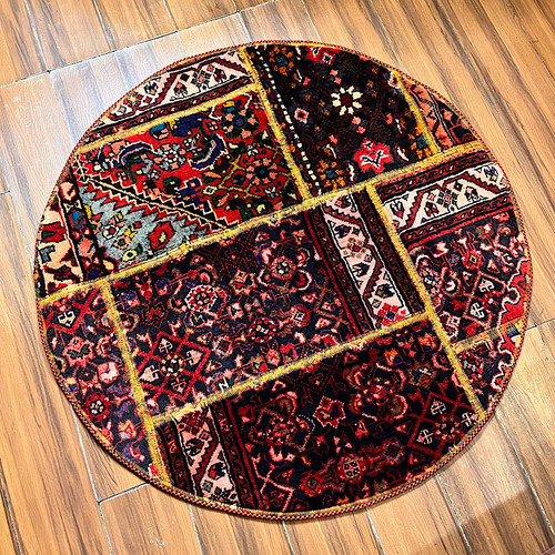 فرش چهلتیکه کلاژ گرد دستبافت