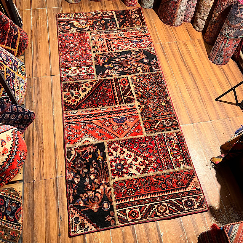 فرش چهل تیکه کلاژ دستبافت کناره