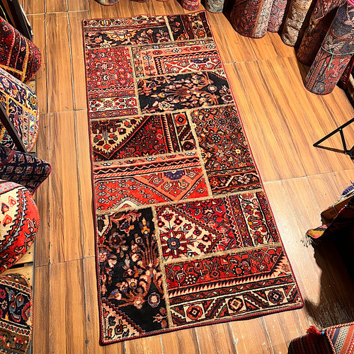 فرش چهل تیکه کلاژ دستبافت کناره