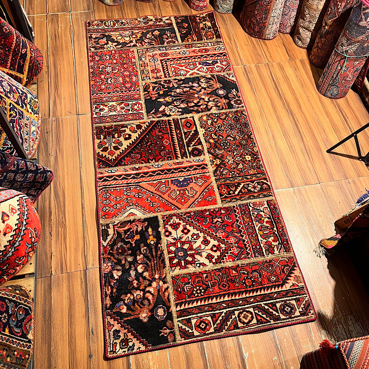 فرش چهل تیکه کلاژ دستبافت کناره