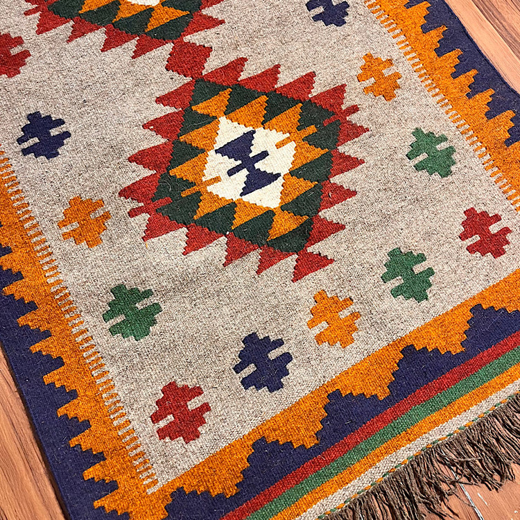 گلیم پشمی دورو بافت