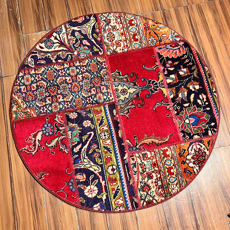 فرش گرد چهلتیکه کلاژ