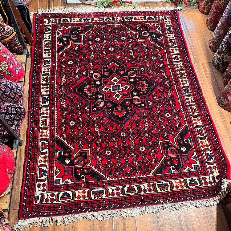 فرش قرمز دستبافت حسین اباد جفت