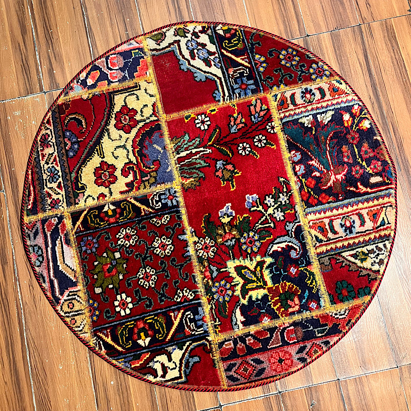 فرش گرد چهلتیکه کلاژ