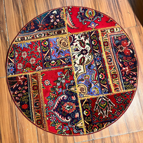 فرش گرد چهلتیکه کلاژ