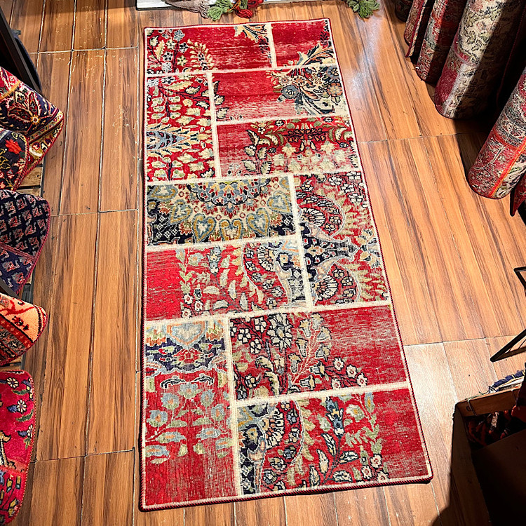 فرش چهلتیکه کلاژ دستبافت وینتیج