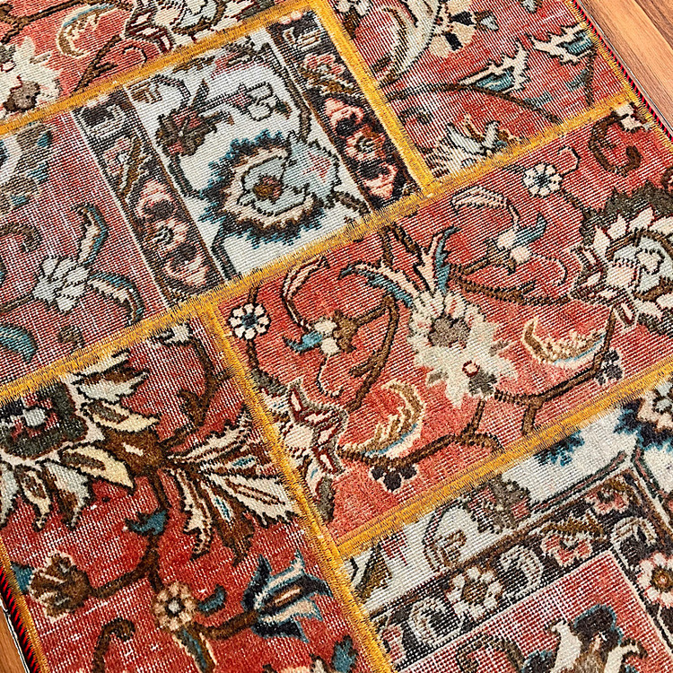 فرش دستبافت چهلتیکه کلاژ وینتیج