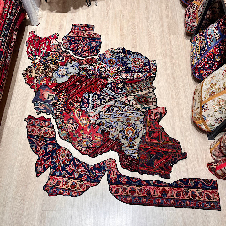 تابلو فرش دستبافت نقشه ایران چهلتیکه کد 1414